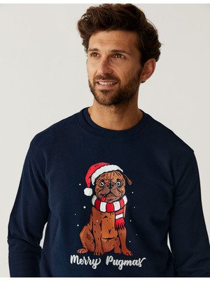 Marks & Spencer Saf Pamuklu Yılbaşı Temalı Sweatshirt