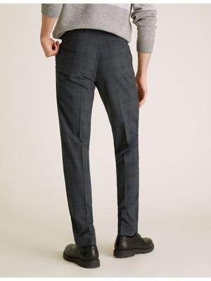 Marks & Spencer Yünlü Kareli Tailored Fit Pantolon