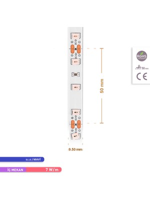 Ack Şerit LED 60 Led'li Mavi Işık 7W 5 Metre AS01-00806