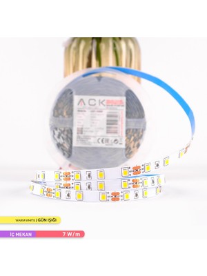 Ack Şerit LED 60 Led'li 3000K Günışığı 7W 5 Metre AS01-00800