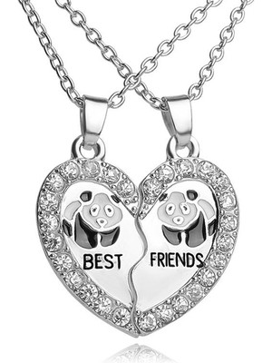 Masoffy Best Friend Çift Aşıklar Dostluk Sevgililer Panda Desen Aşk Kız Arkadaşı Kolye (Yurt Dışından)