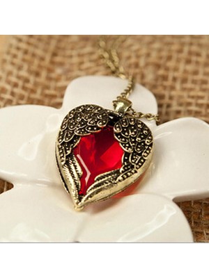 Masoffy Xy Trendy Charming Red Heart Haped Wings & Moda Kadın I Kolye (Yurt Dışından)