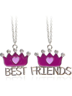 Masoffy Best Friend Mor Taç 2 Kız Arkadaşlar Bff Takı Çocuklar Için 2 Adet / Se Kolye (Yurt Dışından)