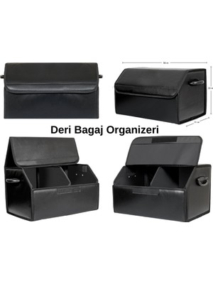 STS Oto Aksesuar Oto Bagaj Organizeri Deri Bagaj Kutu Çanta 50X31X30 cm