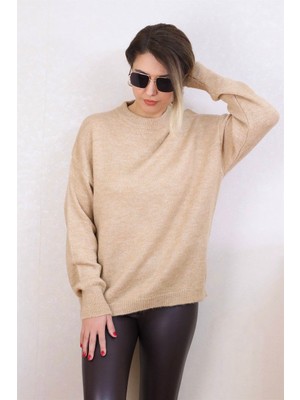 Ritnice Kadın Camel Oversize Basic Kazak