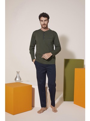 Kly 9210 Erkek Midi Yaka Pijama Takım