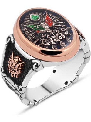 Amberkan Mineli Osmanlı Devlet Armalı Erkek Yüzük
