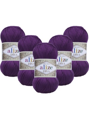 Alize Diva 5'li Paket 5X100 Gr. 297-MÜRDÜM