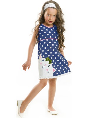 Denokids Tombiş Kedi Kız Poplin Elbise