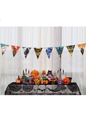 Futax Cadılar Bayramı Halloween Flama Bayrak Banner Süs 8 li 3 Metre (5690)