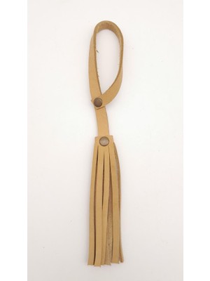 Angel Çanta Aksesuar Ham Doğal Renk Gerçek Deri Püskül Antik Metalli