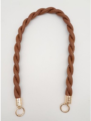 Angel Çanta Aksesuar Taba 10 mm Suni Deri Ipli Çanta Sapı Light Gold Metalli