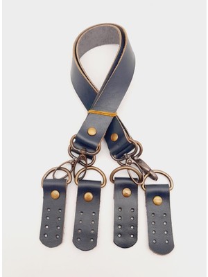 Angel Çanta Aksesuar Lacivert Gerçek Deri 55 cm Çift Sap Misu Model Antik Metal