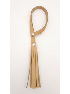 Angel Çanta Aksesuar Ham Doğal Renk Gerçek Deri Püskül Gümüş Metalli