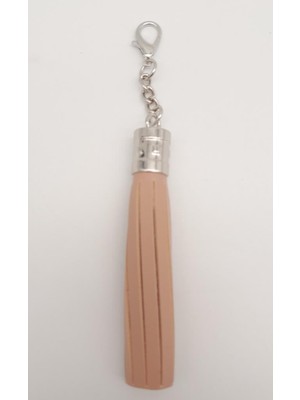 Angel Çanta Aksesuar Pudra Renk Suni Deri Kovanlı Püskül Gümüş Metalli