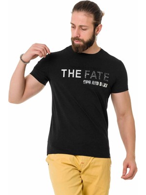 Cipo & Baxx CT735 Parlak Kabartmalı Siyah Tişört