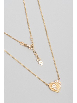 So CHIC İki Kalp 18 Ayar Sarı Altın Kaplama 48 Cm Gümüş Minimal Kolye