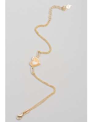 So CHIC İki Kalp 18 Ayar Sarı Altın Kaplama 19 cm Gümüş Minimal Bileklik