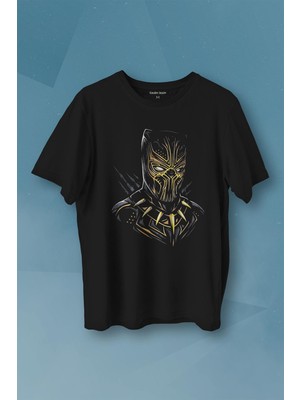Kendim Seçtim Golden Jaguar Black Panther Film Baskılı Tişört Unisex T-Shirt