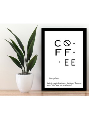 Trend Poster Coffee Siyah Çerçerve Görünümlü Duvar Tablosu Retro Ahşap Poster