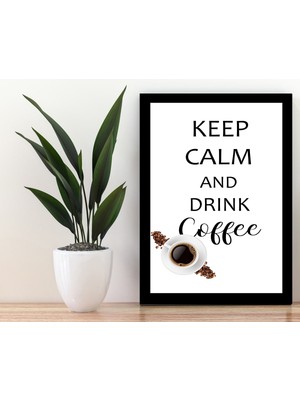 Trend Poster Coffee Siyah Çerçerve Görünümlü Duvar Tablosu Retro Ahşap Poster