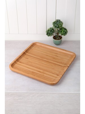 Balsa Bambu Kare Sunum Tabağı 25CM