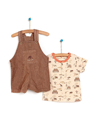 Hello Baby  Safari Salopet-Tshirt Erkek Bebek