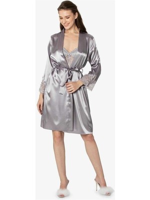 Pierre Cardin 2li Saten Kısa Gecelik Sabahlık 4300 Royal