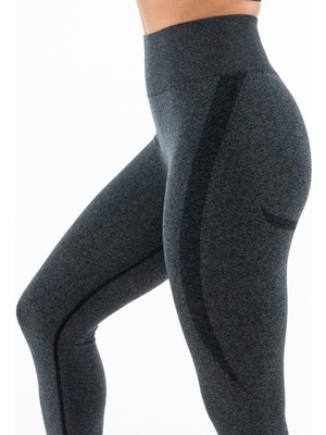 Baim Seamless Push Up Black And  Grey Spor Tayt