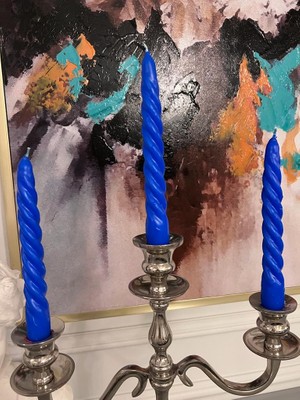 Iv Candles Homedecor 3'lü Mavi Burgulu Şamdan Mumu