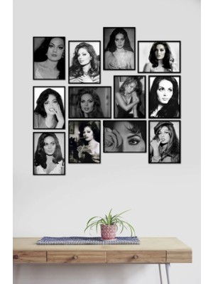 Trend Poster Türkan Şoray Set Siyah Çerçerve Görünümlü Duvar Tablosu Retro Ahşap Poster