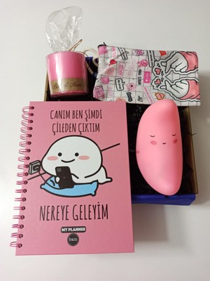 Alanç Gift Sevgililer Günü Özel Hediye Seti Konuşan Ajanda, Mum, Bez Kalemlik, Ay Lamba