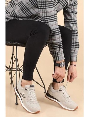 Hammer Jack Bej Hakiki Deri Yürüyüş Ayakkabısı Unisex 41 Numaralı Düz Tabanlı Spor Ayakkabı