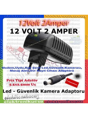 Hightek HDD Harddisk Uyum 12V 2A - 2 Amper 12 Volt 24W - 12V 2AH 12 Volt 2 Amper Şarj Şarz Adaptör Trafo Plastik Priz