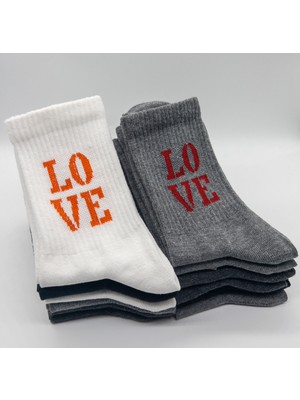 Ciho Socks 12 Çift Modal Love Desen Yumuşak Dokulu Kadın Kolej Çorabı