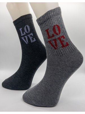 Ciho Socks 12 Çift Modal Love Desen Yumuşak Dokulu Kadın Kolej Çorabı