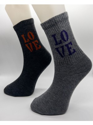 Ciho Socks 12 Çift Modal Love Desen Yumuşak Dokulu Kadın Kolej Çorabı