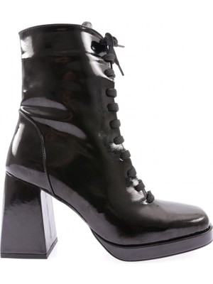 DGN 4065 Önden Bağcikli Yuvarlak Burun Kadin Topuklu Bot