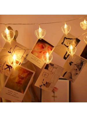 Heart Photo Clip String LED Light Pilli Kalpli Mandal LED Işık Gün Işığı LED Işık Sevgililer Gününe Özel