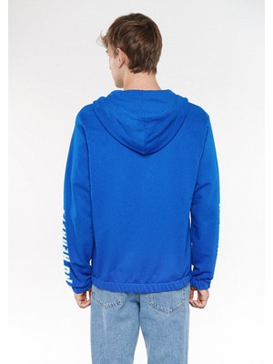 Mavi Erkek No Regrets Baskılı Fermuarlı Mavi Sweatshirt 0611224-70913