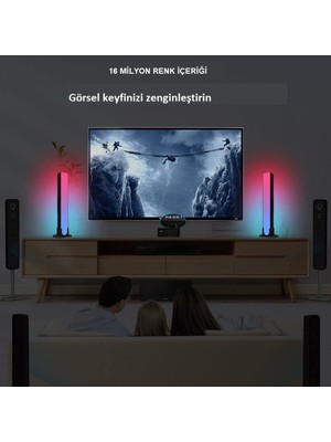 YeniTech Yenitech-Wifi LED Işık Çubuğu Rgb Atmosfer Ortam Müzik Tv Oyun  Senkronizasyon Dekorasyon Gece Lambası