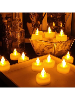 Kuzey Warm Light Candles 24 Adet Gün Işığı LED Işıklı Mum Gün Işığı LED Mum Sarı Işıklı Mum Romantik Dekor