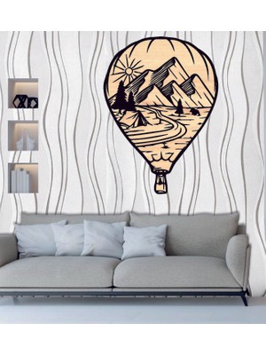 Hediyelikevi Kişiye Özel Nevşehir Uçan Balon Temalı Ahşap Duvar Tablo