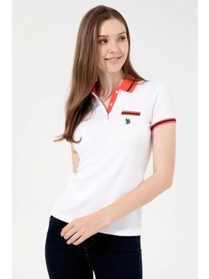 U.S. Polo Assn. Kadın Beyaz Polo Yaka T-Shirt