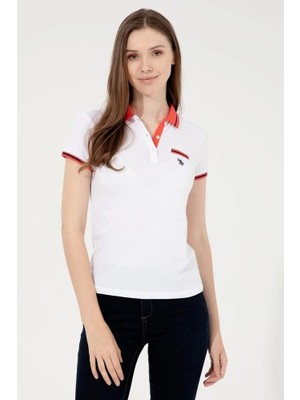 U.S. Polo Assn. Kadın Beyaz Polo Yaka T-Shirt