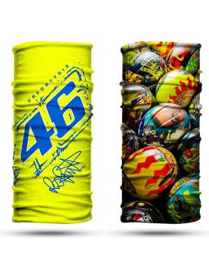 Dair Aksesuar Rossi Kask Desenli 2'li Set Boyunluk Bandana Outdoor Balaklava Yüz Maskesi Kafa Bandı