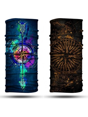Dair Aksesuar Desenli 2'li Set Boyunluk Bandana Outdoor Balaklava Yüz Maskesi Kafa Bandı