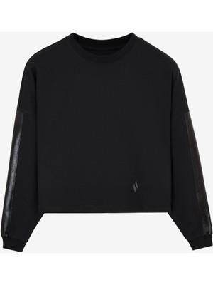 Skechers W 2Xi-Lock Foil Covered Crew Neck Sweatshirt Kadın Siyah Sweatshirt S231134-001