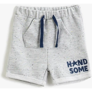 Kanguru Cepli Şort Beli Bağlamalı İşleme Detaylı Paçaları Katlı