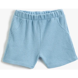 Basic Şort Dokulu Cepli Beli Lastikli